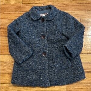 Zara Medium Blue & Tan Tweed Dressy Pea Coat with buttons